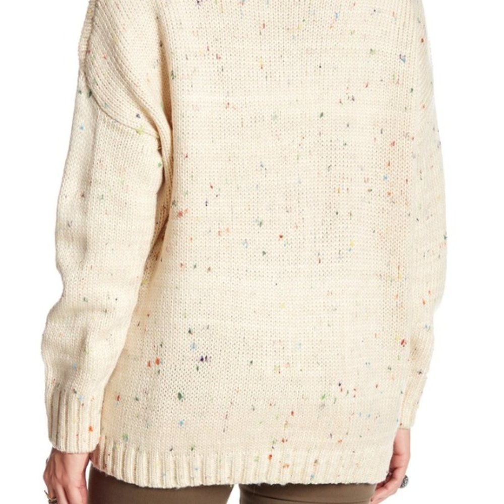 Dreamers Cream Confetti High-Low V Neck Sweater NWT